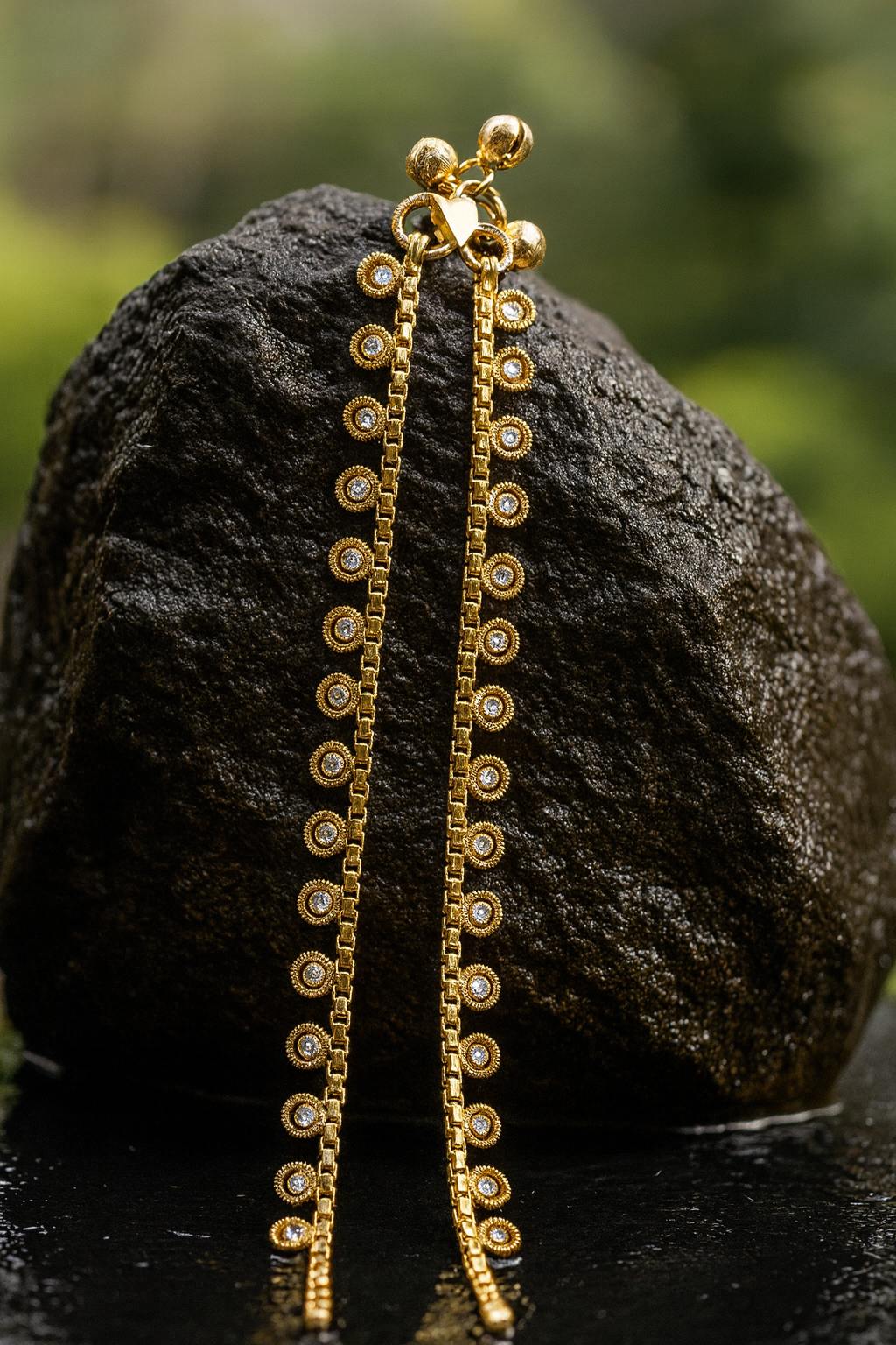 White Stone Stunning Gold Look Anklets - ANK - 1125