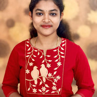 Embroidery Silk Cotton Kurtis - 0003