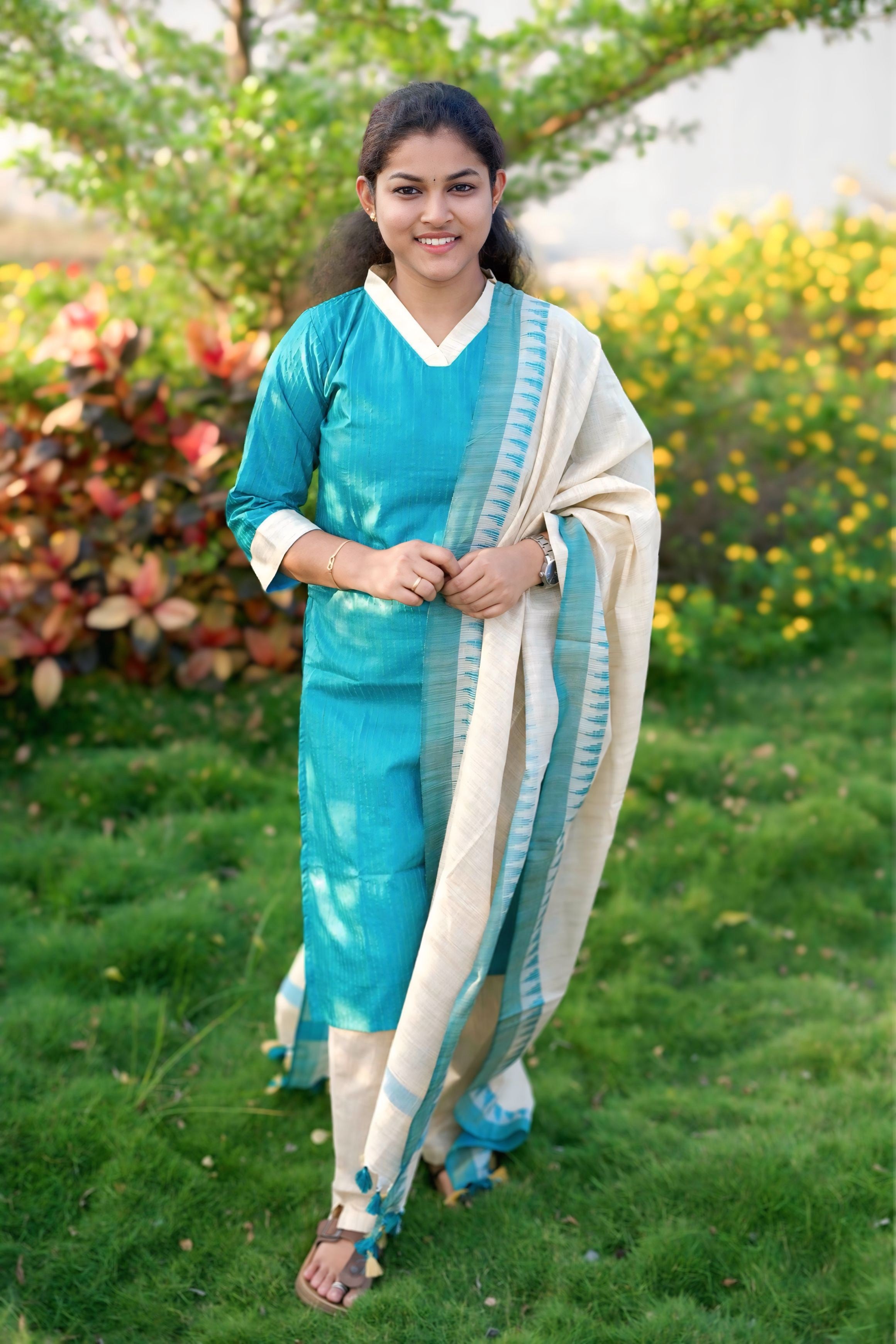Khadi Silk Kurti & Dupatta - KSK 1113