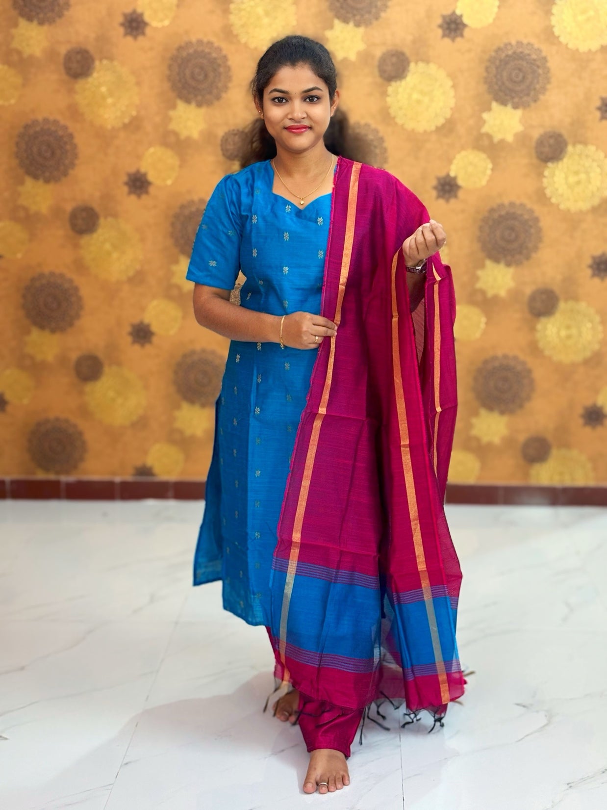 Premium Raw Silk Salwar Set with Lining & Silk Dupatta - RSK 1130