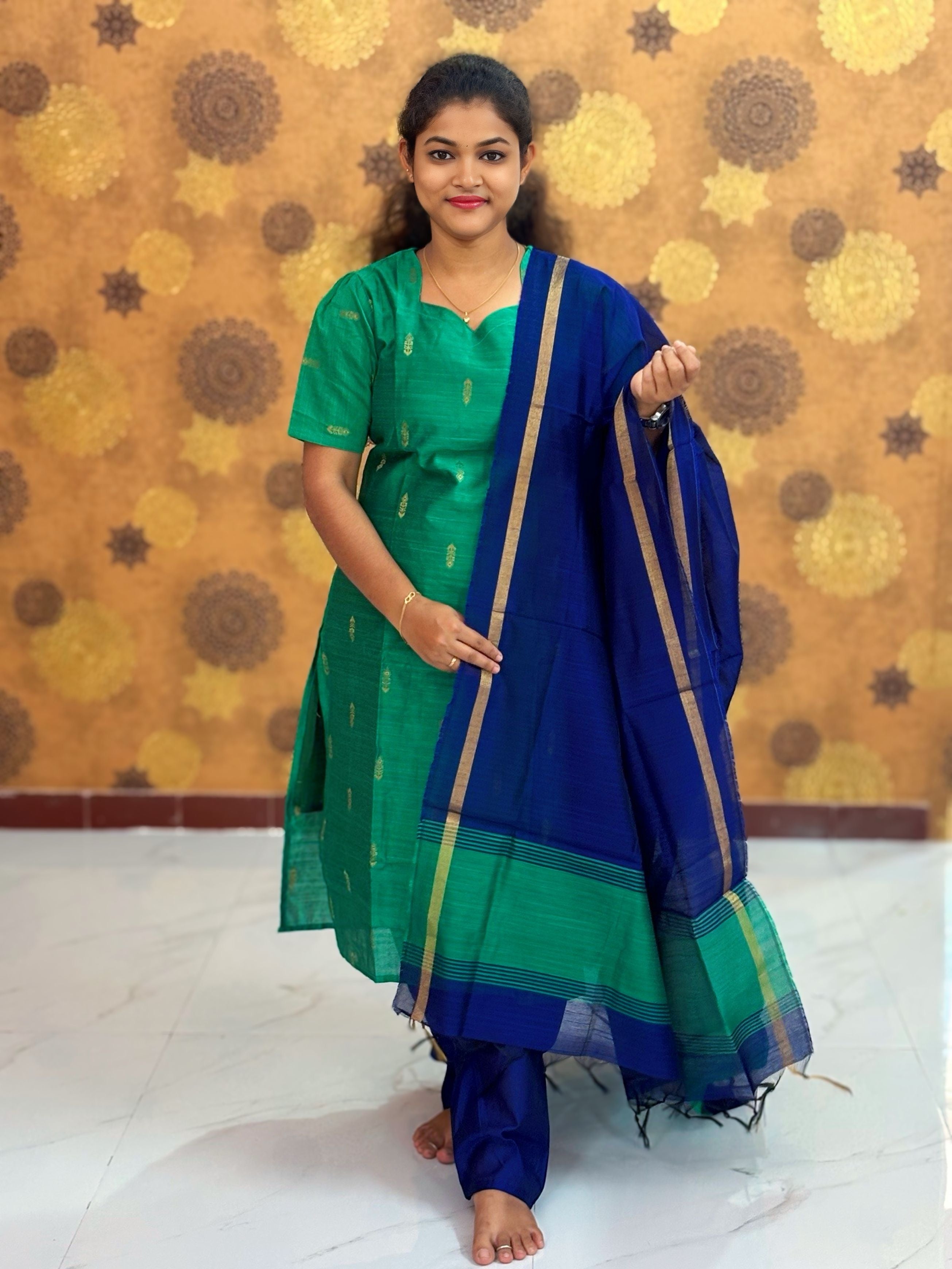 Premium Raw Silk Salwar Set with Lining & Silk Dupatta - RSK 1131
