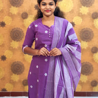 Handloom Butta Cotton Salwar Set with Lining & Cotton Dupatta - HCK 1135