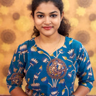 Kalamkari Hand Block Print with Lotus & Peacock Designs - KAL 1233