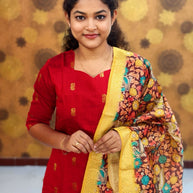 Premium Raw Silk Top Cotton Lining & Kalamkari Dupatta - RSK 1144