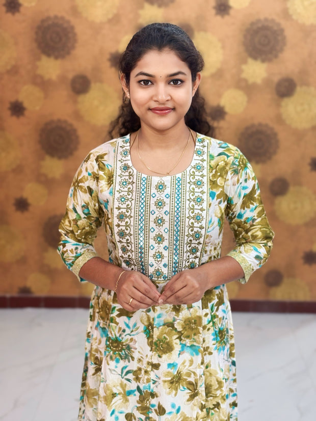 Embroidery Yoke pattern Long Umbrella Kurtis - Max 0014