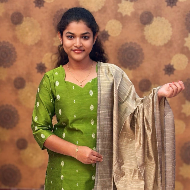 Premium Raw Silk Salwar Set with Lining & Silk Dupatta - RSK 1135