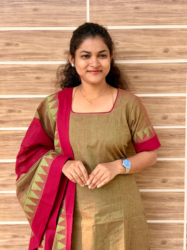 Vaidehi - Premium Mangalagiri Cotton Salwar set With full Lining - VID 1179