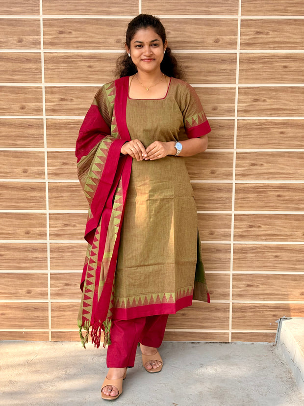 Vaidehi - Premium Mangalagiri Cotton Salwar set With full Lining - VID 1179