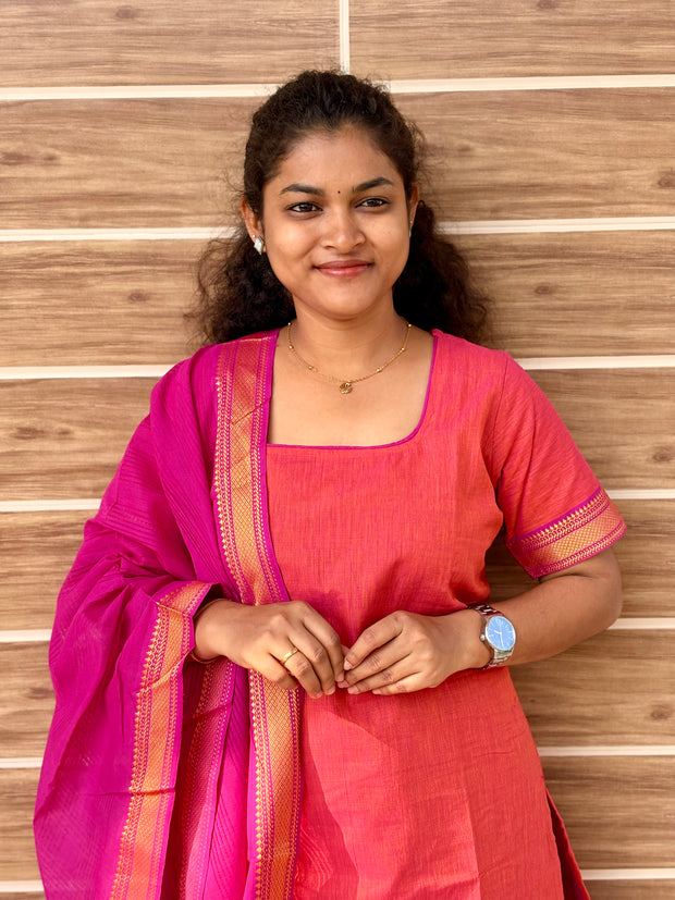 Vaidehi - Premium Mangalagiri Cotton Salwar set With full Lining - VID 1181