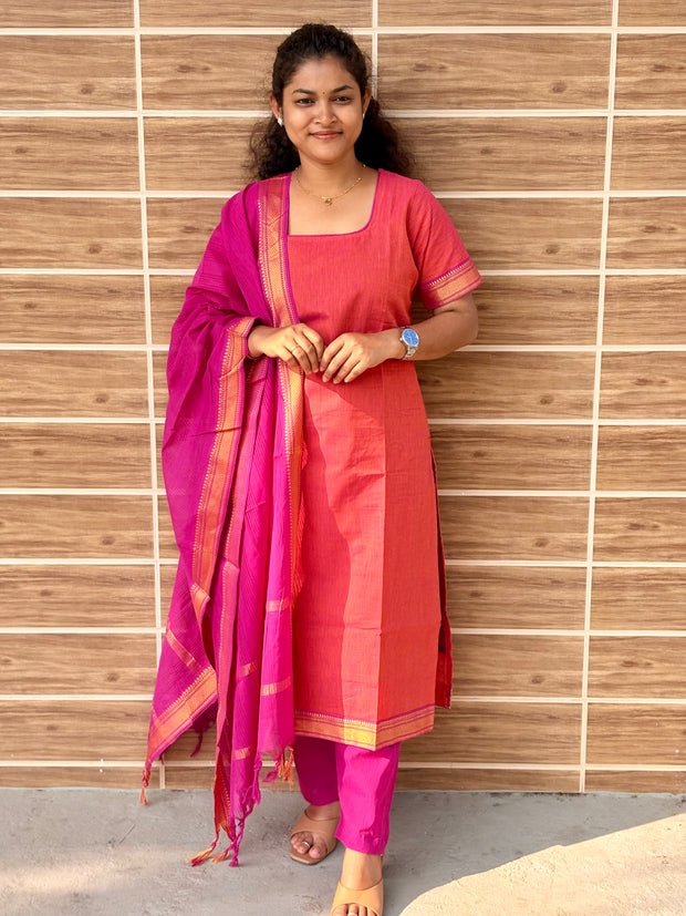 Vaidehi - Premium Mangalagiri Cotton Salwar set With full Lining - VID 1181