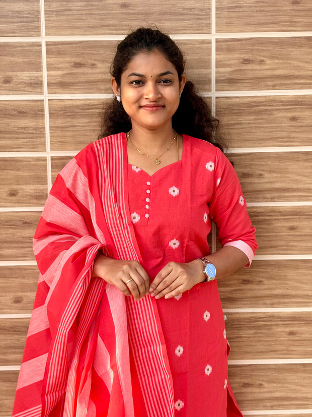 Handloom Butta Cotton Salwar Set with Lining & Cotton Dupatta - HCK 1178