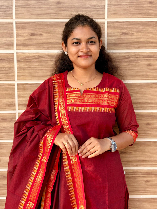 Kanchi Cotton Salwar set with Lining & Malarkodi Border Dupatta- KAC 1177