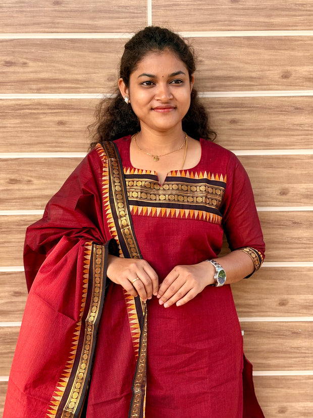 Kanchi Cotton Salwar set with Lining & Malarkodi Border Dupatta- KAC 1176