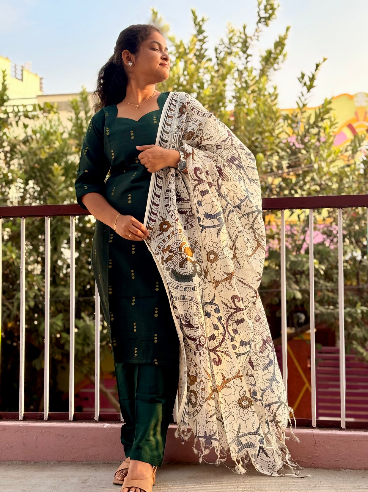 Premium Raw Silk Salwar Set with Lining & Kalamkari Dupatta - RSK 1175