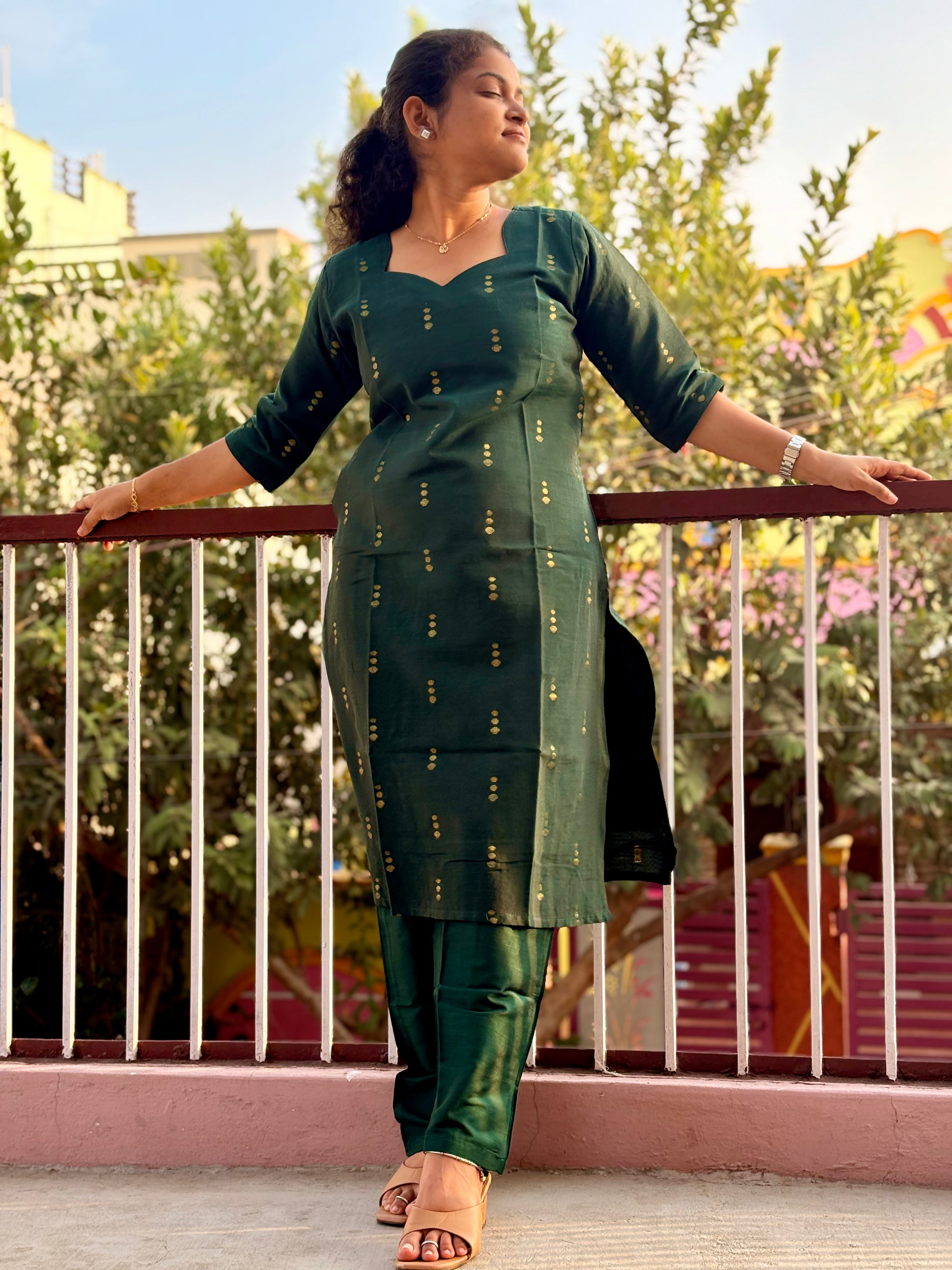 Premium Raw Silk Salwar Set with Lining & Kalamkari Dupatta - RSK 1175