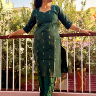 Premium Raw Silk Salwar Set with Lining & Kalamkari Dupatta - RSK 1175