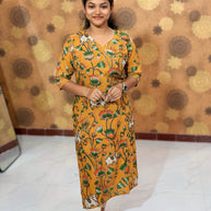 Kalamkari Hand Block Print with Traditional Designs - KAL 1240