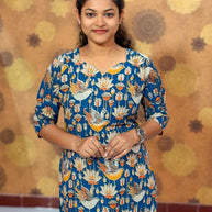 Kalamkari Hand Block Print with Traditional Designs - KAL 1242