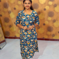 Kalamkari Hand Block Print with Traditional Designs - KAL 1242