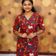 Kalamkari Hand Block Print with Traditional Designs - KAL 1249