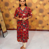 Kalamkari Hand Block Print with Traditional Designs - KAL 1249
