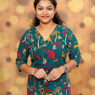 Kalamkari Hand Block Print with Traditional Designs - KAL 1250
