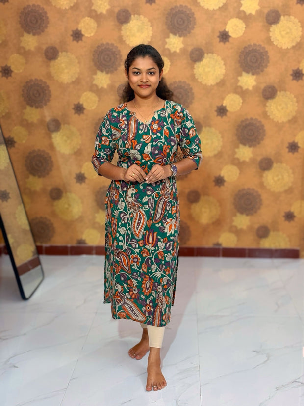 Kalamkari Hand Block Print with Traditional Designs - KAL 1251