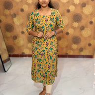 Kalamkari Hand Block Print with Traditional Designs - KAL 1252