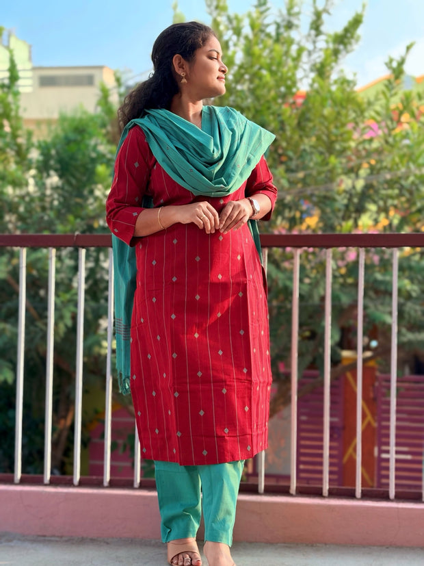 KAARIGAI - Pure Handloom Cotton Salwar set With full Lining - KRI 1192