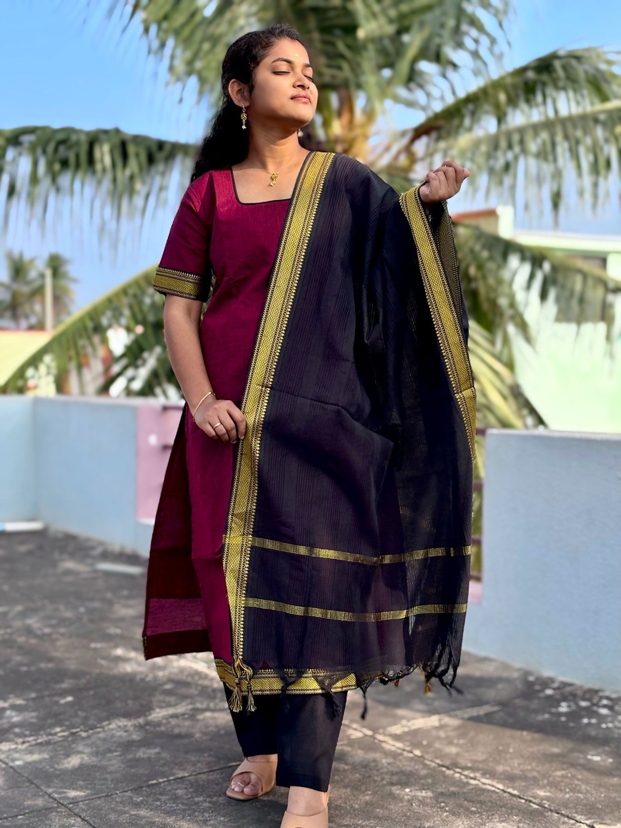 Vaidehi - Premium Mangalagiri Cotton Salwar set With full Lining - VID 1182