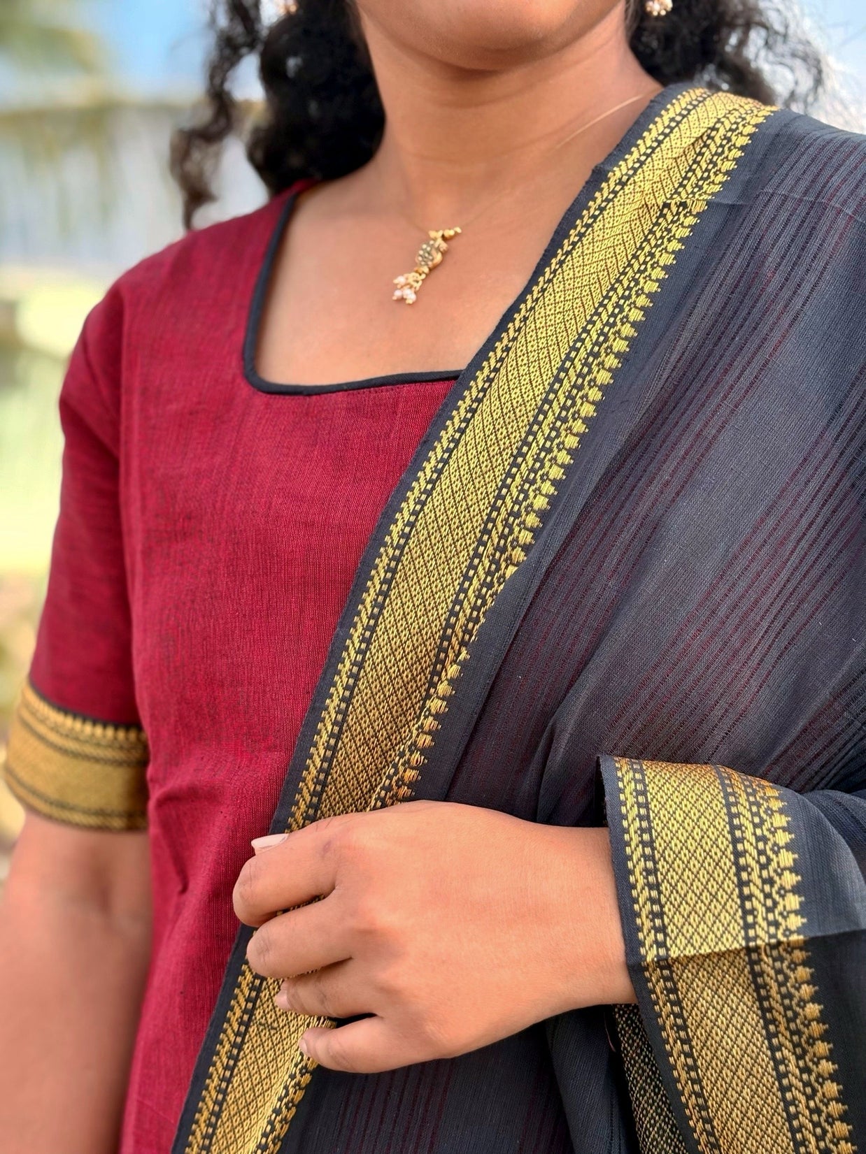 Vaidehi - Premium Mangalagiri Cotton Salwar set With full Lining - VID 1182