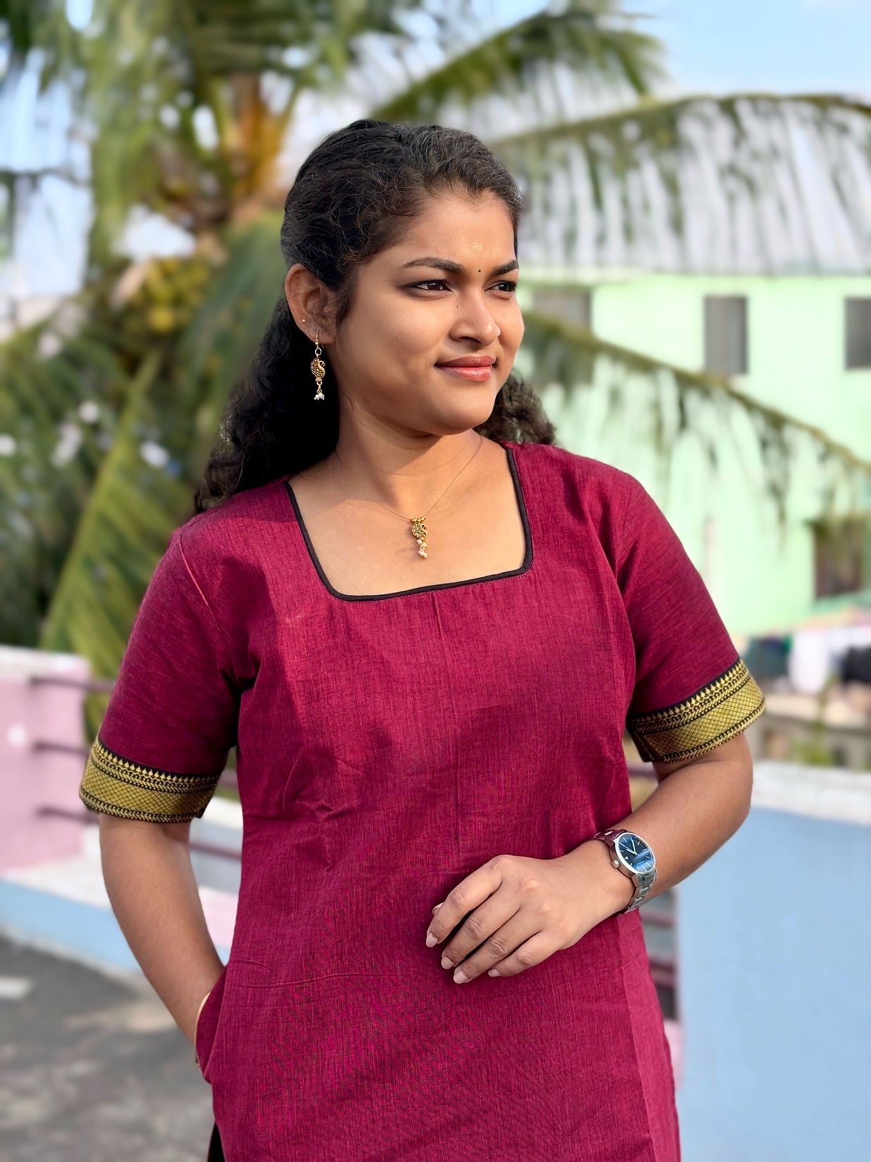 Vaidehi - Premium Mangalagiri Cotton Salwar set With full Lining - VID 1182