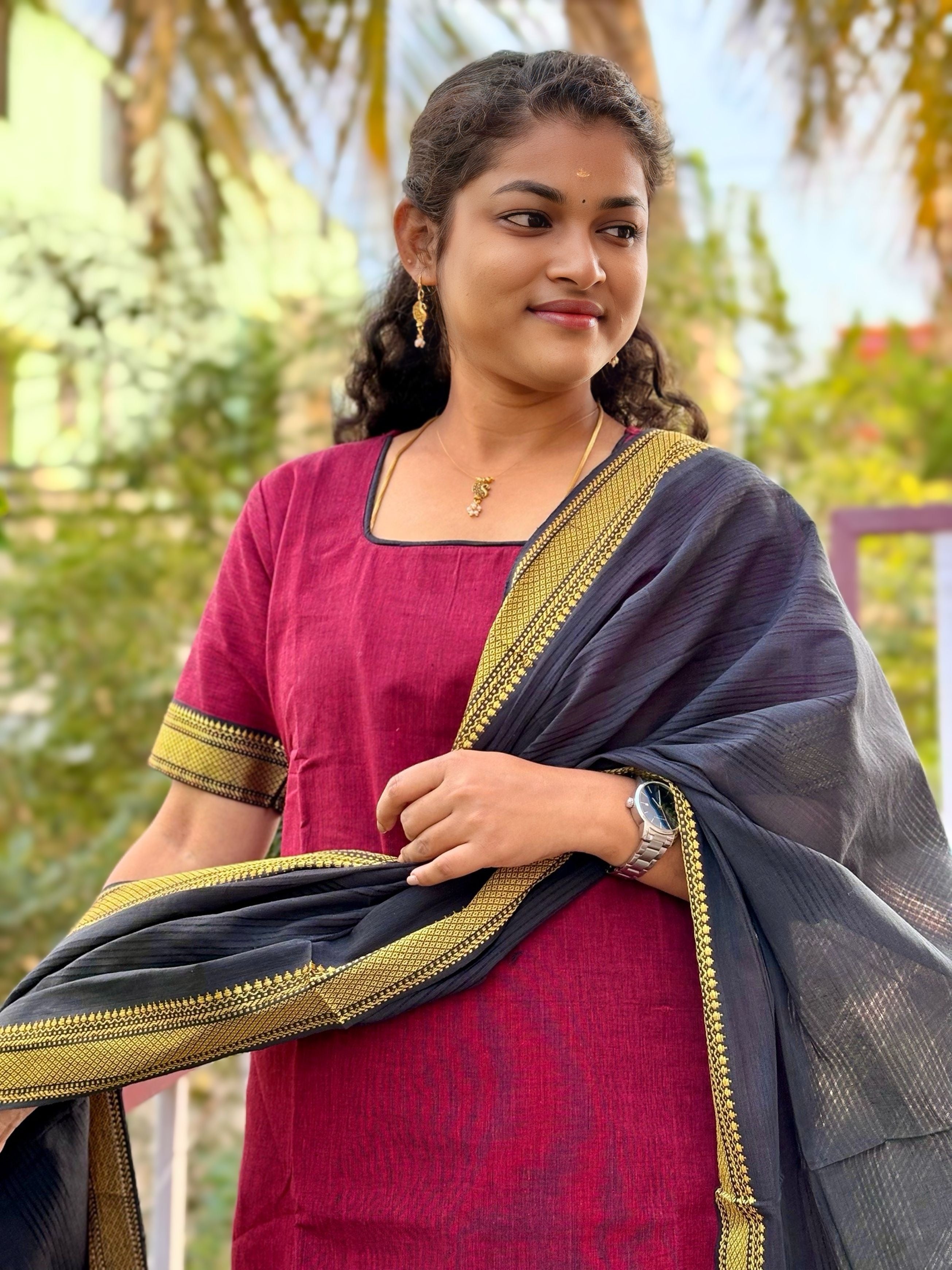 Vaidehi - Premium Mangalagiri Cotton Salwar set With full Lining - VID 1182