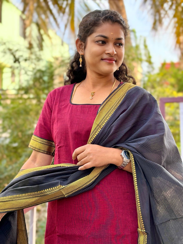 Vaidehi - Premium Mangalagiri Cotton Salwar set With full Lining - VID 1182
