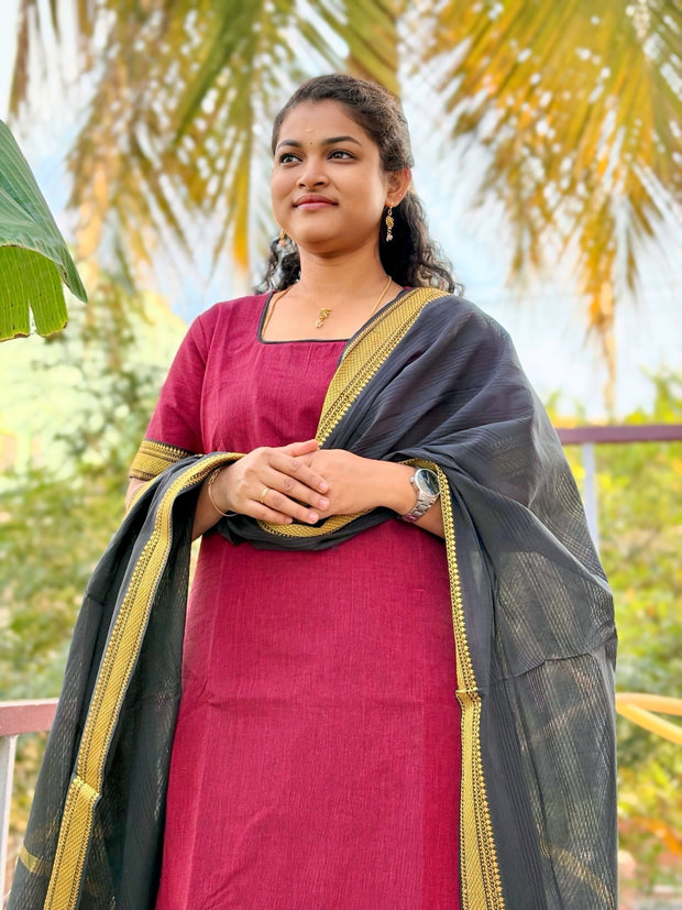 Vaidehi - Premium Mangalagiri Cotton Salwar set With full Lining - VID 1182
