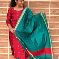 Premium Raw Silk Salwar Set with Lining & Silk Dupatta - RSK 1190