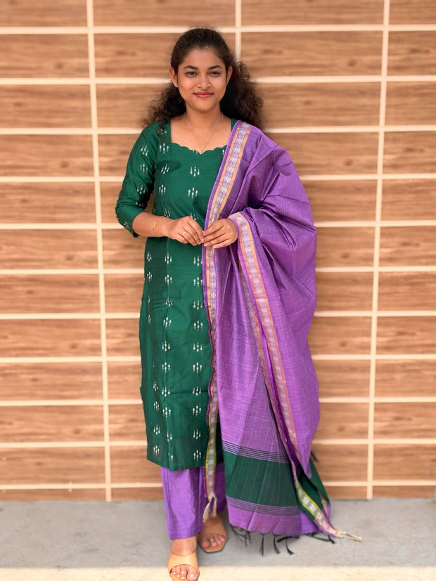 Premium Raw Silk Salwar Set with Lining & Silk Dupatta - RSK 1189