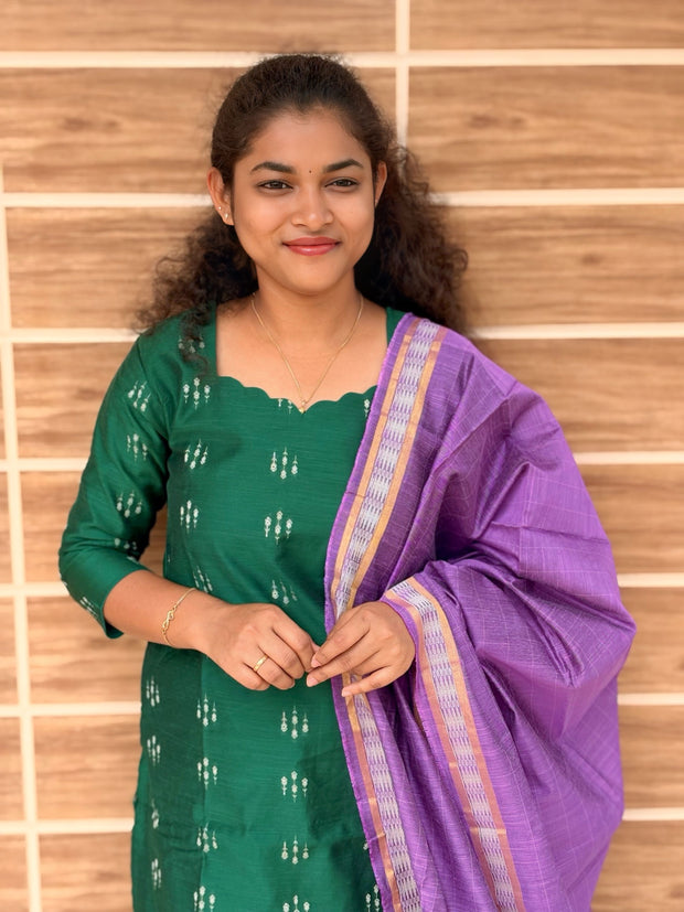 Premium Raw Silk Salwar Set with Lining & Silk Dupatta - RSK 1189