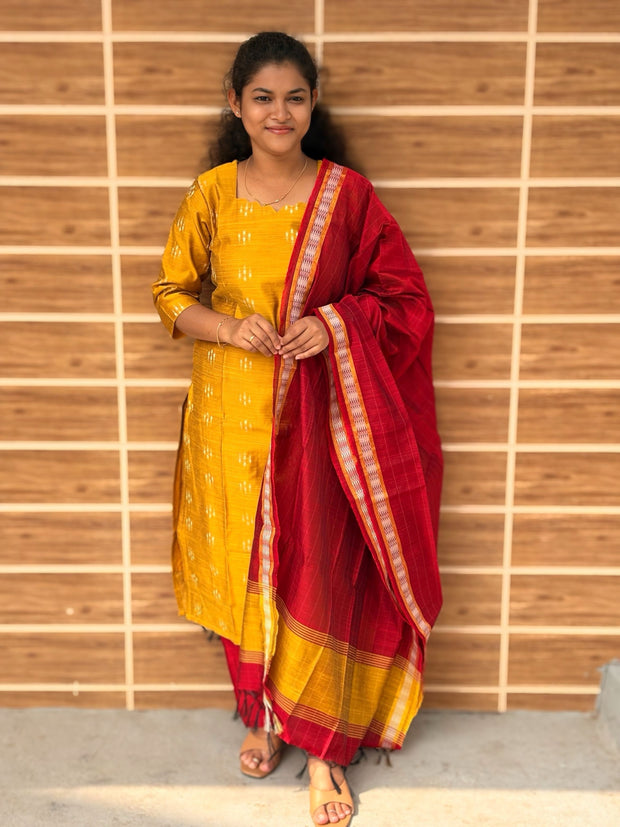 Premium Raw Silk Salwar Set with Lining & Silk Dupatta - RSK 1191