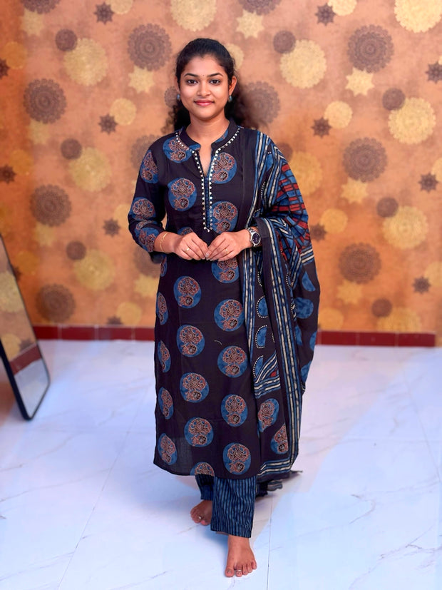 Black Ajrakh Salwar Suit