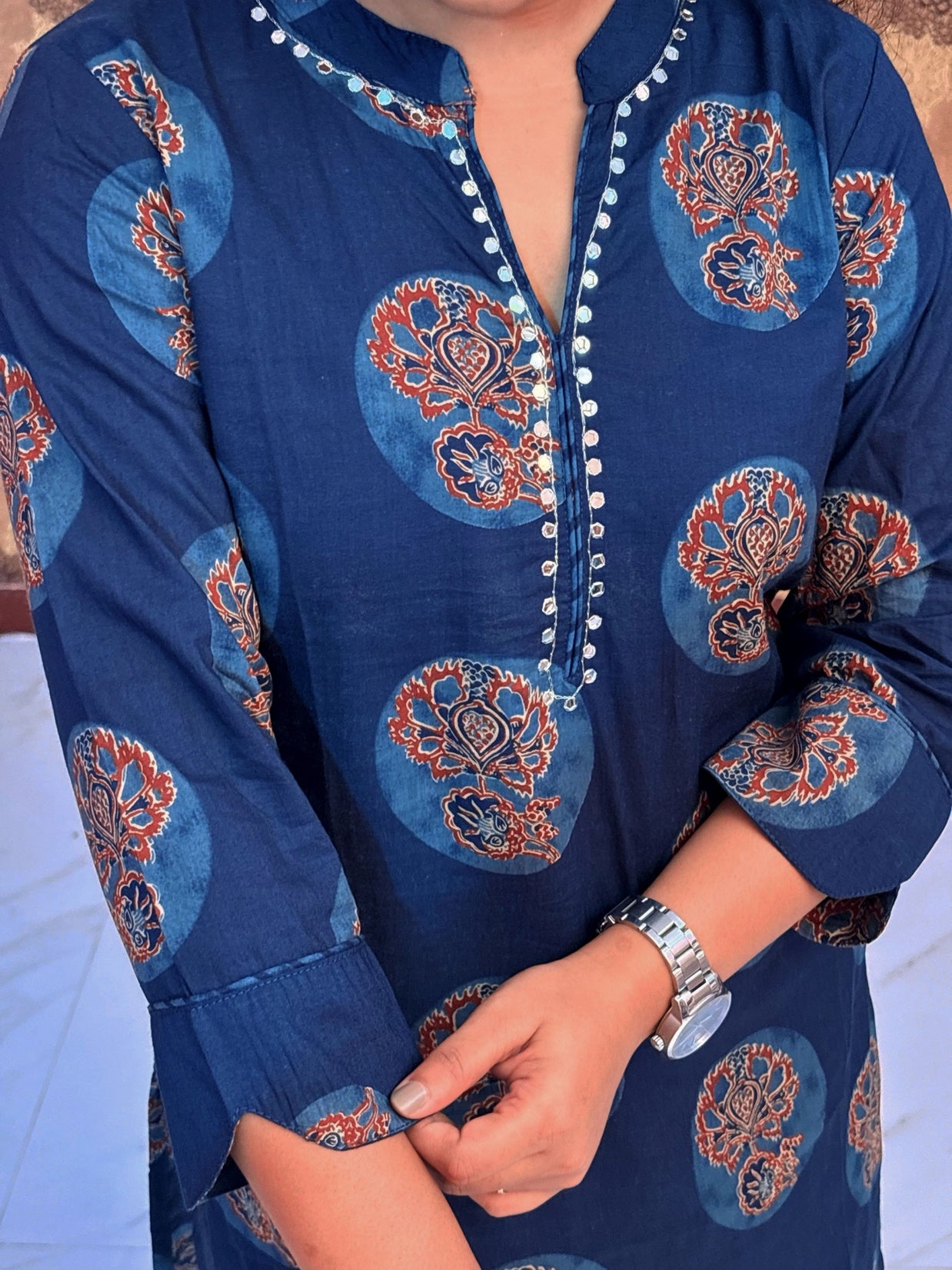 Navy Ajrakh Salwar Suit