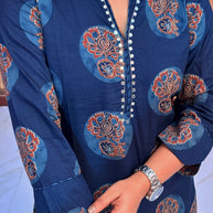 Navy Ajrakh Salwar Suit