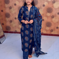 Navy Ajrakh Salwar Suit