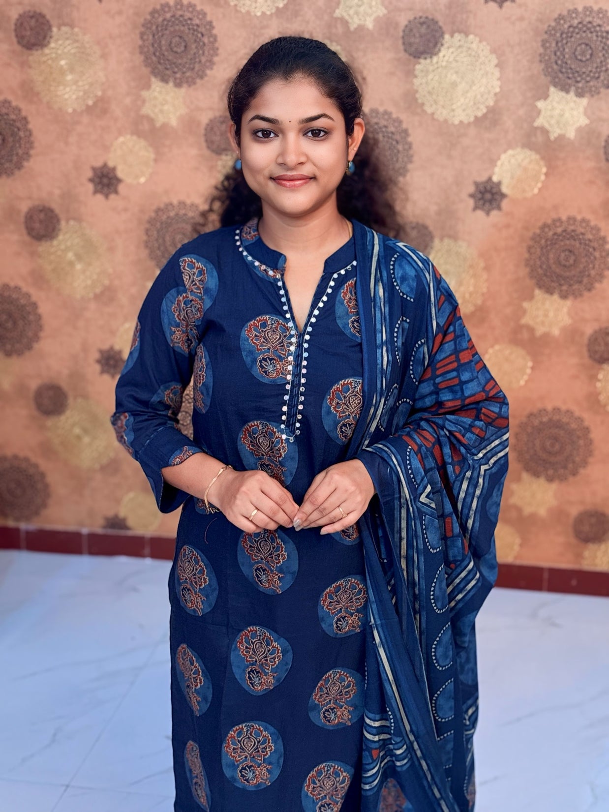 Navy Ajrakh Salwar Suit