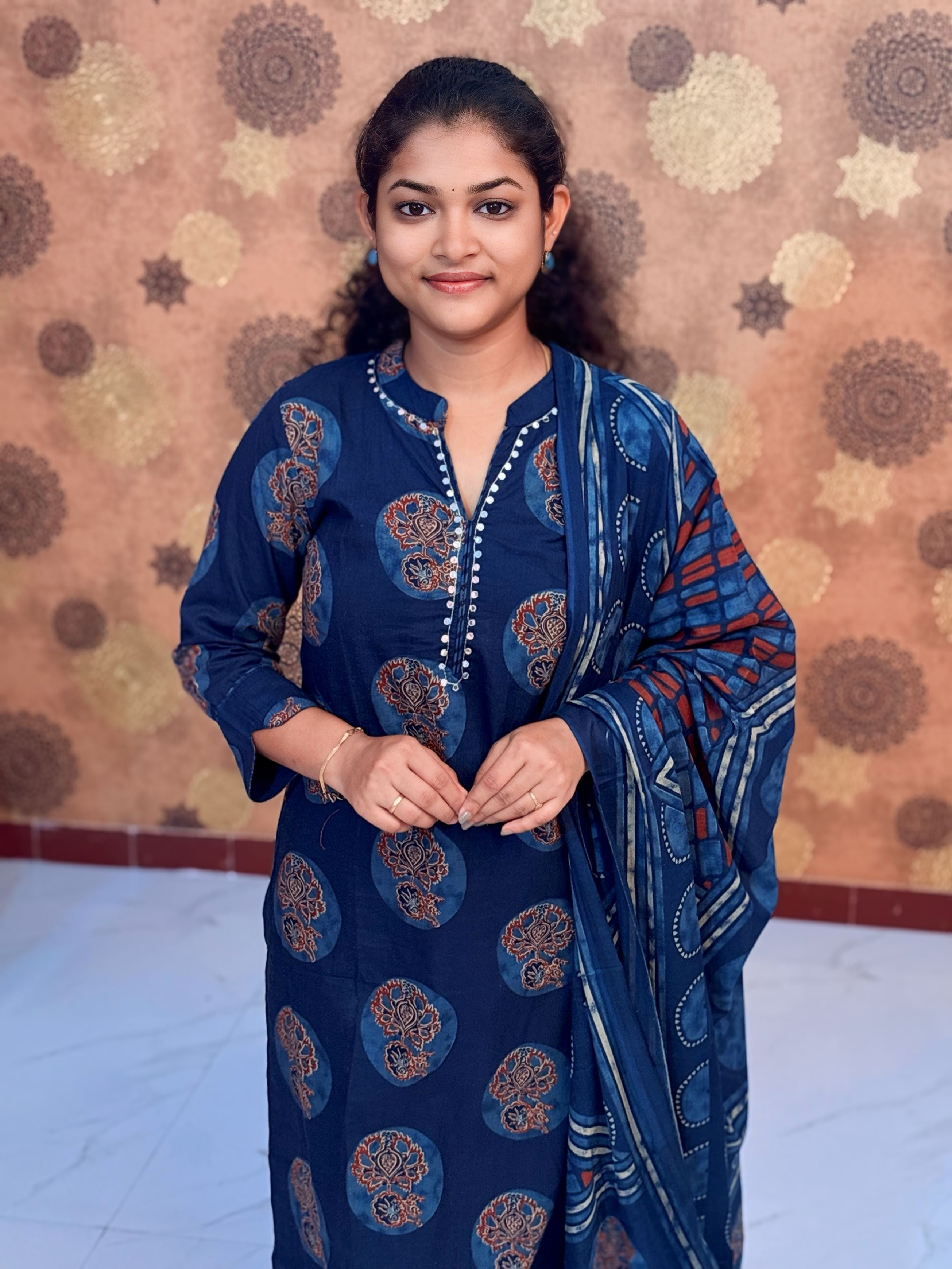 Navy Ajrakh Salwar Suit